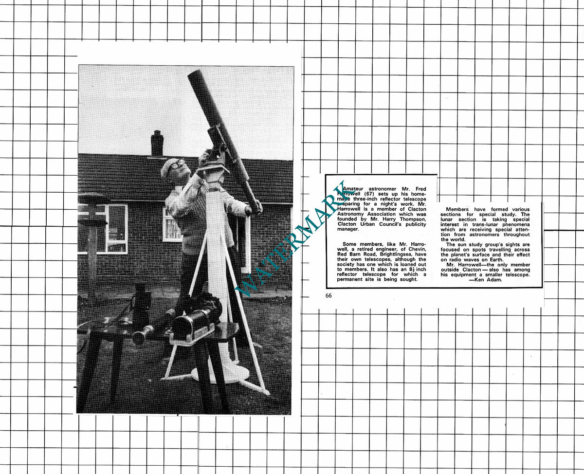 Mr Fred Harrowell Brightlingsea Essex - 1973 Two-Part Clipping / Print