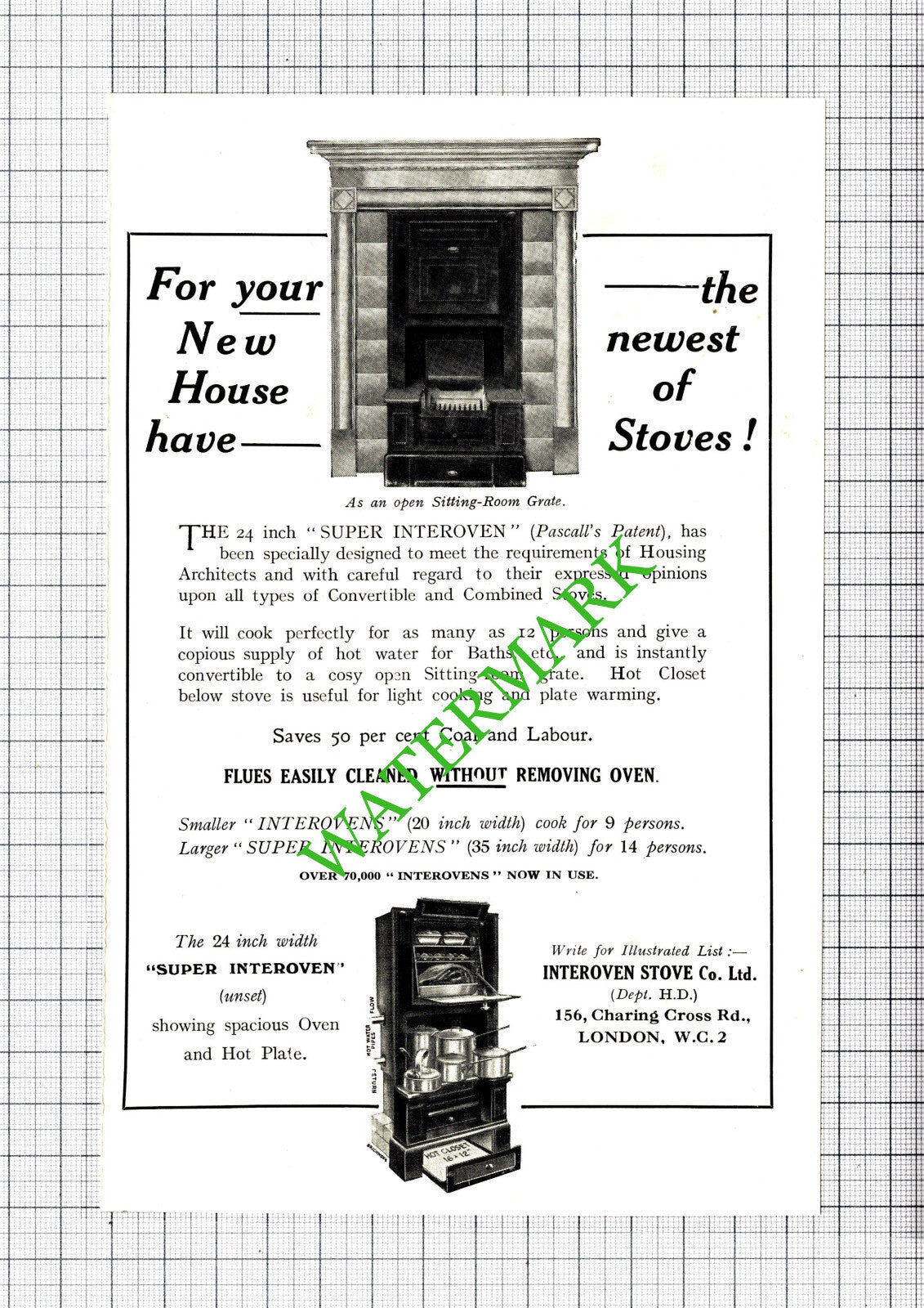 Interoven Stove Co Ltd London Advert - 1927 Cutting