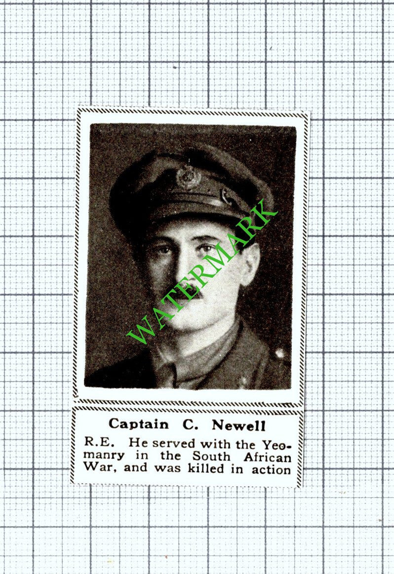 Captain C Newell Royal Engineers - 1918 SMALL Cutting