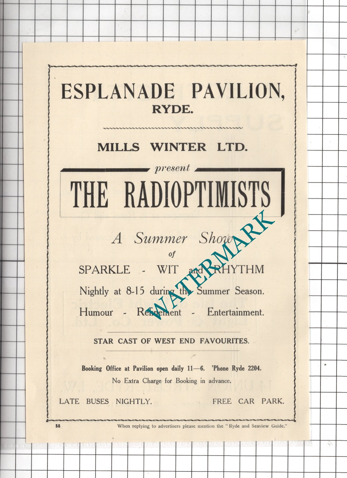 Esplanade Pavilion Ryde Isle Of Wight Mills Winter Radioptimists - 1938 Advert