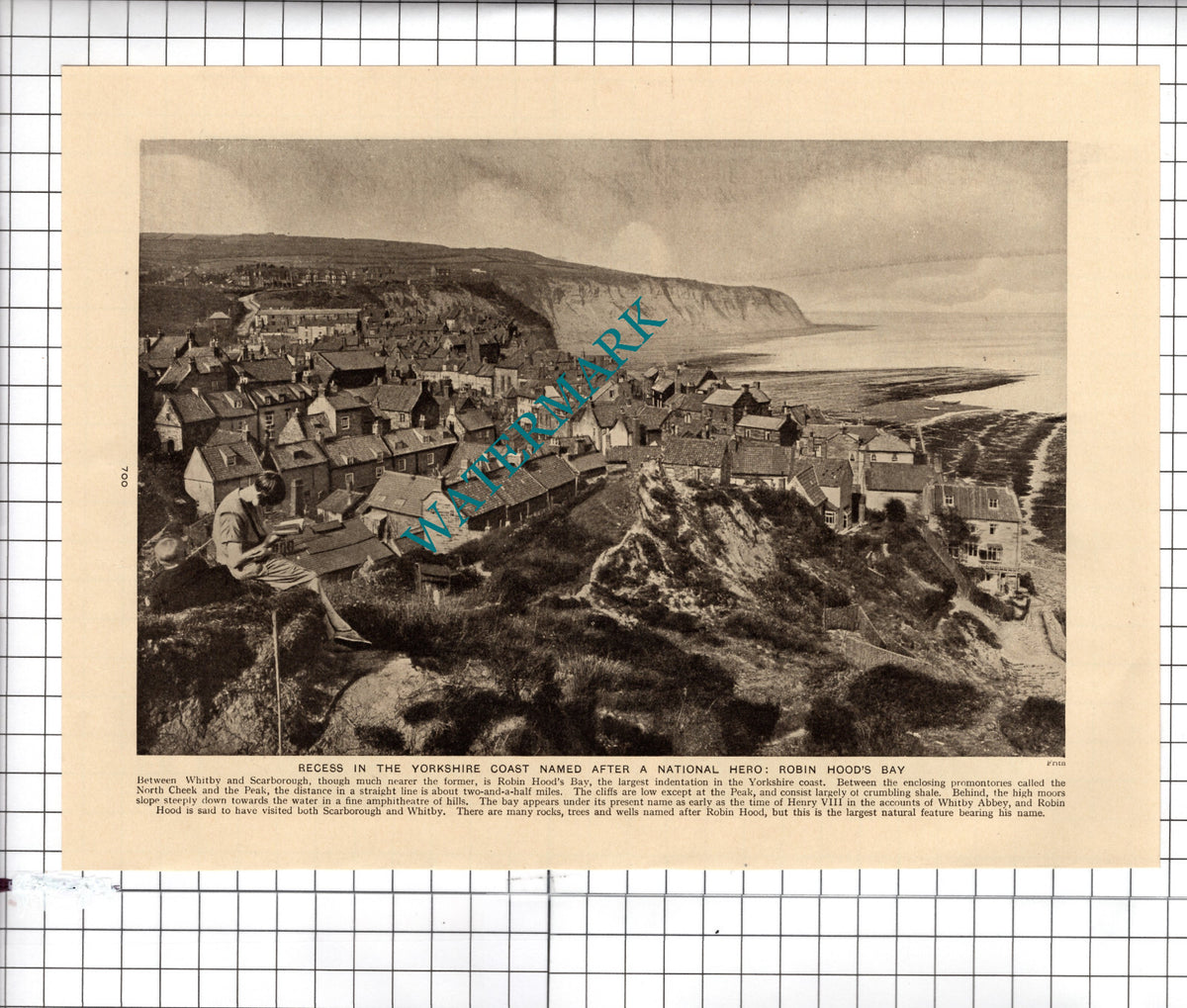 Robin Hood's Bay NorthYorkshire - c.1930's Cutting