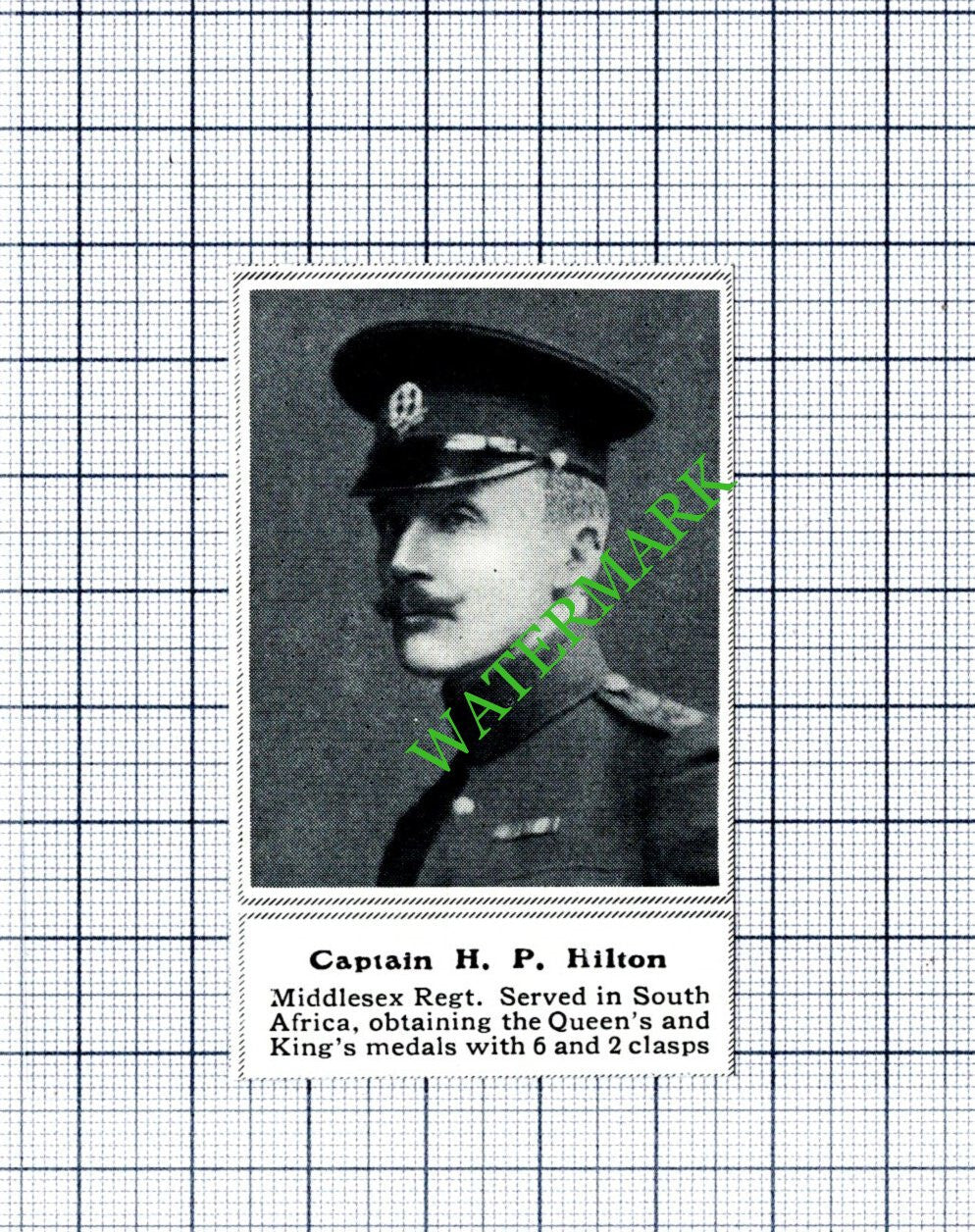 Captain H P Hilton Middlesex Regiment WW1- 1915 SMALL Cutting