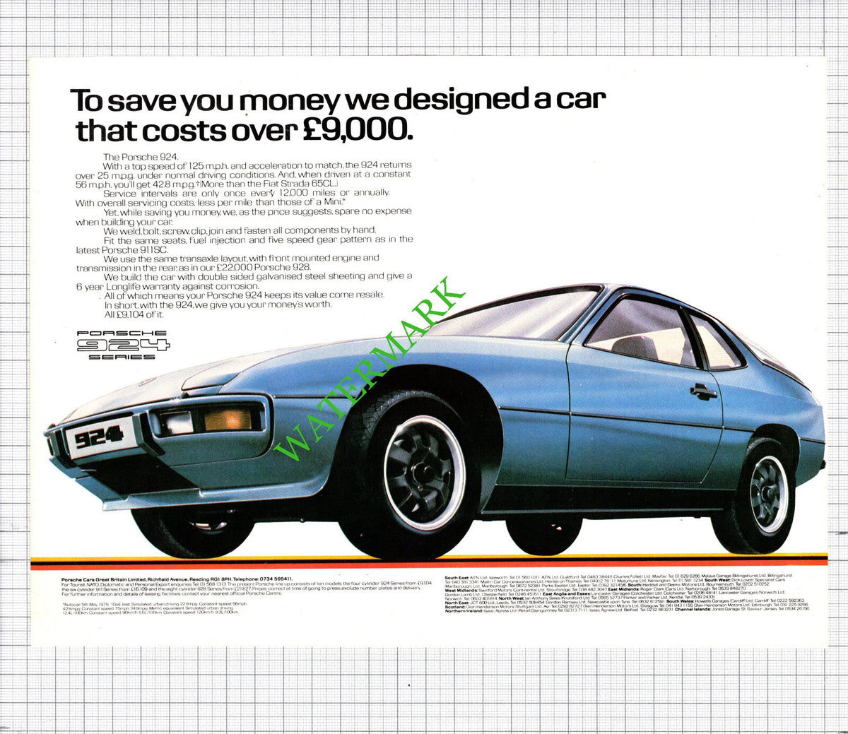 Porsche 924 Car Advert - 1980 Cutting