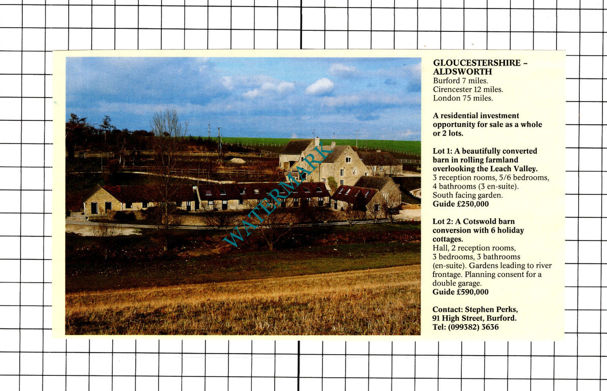 Aldsworth Gloucestershire Sale Advert - 1991 Clipping / Print