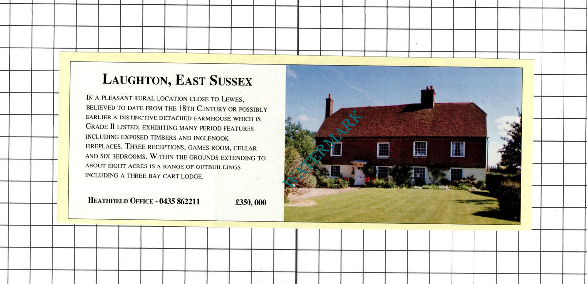 Laughton Sussex House Sale Advert - 1991 Clipping