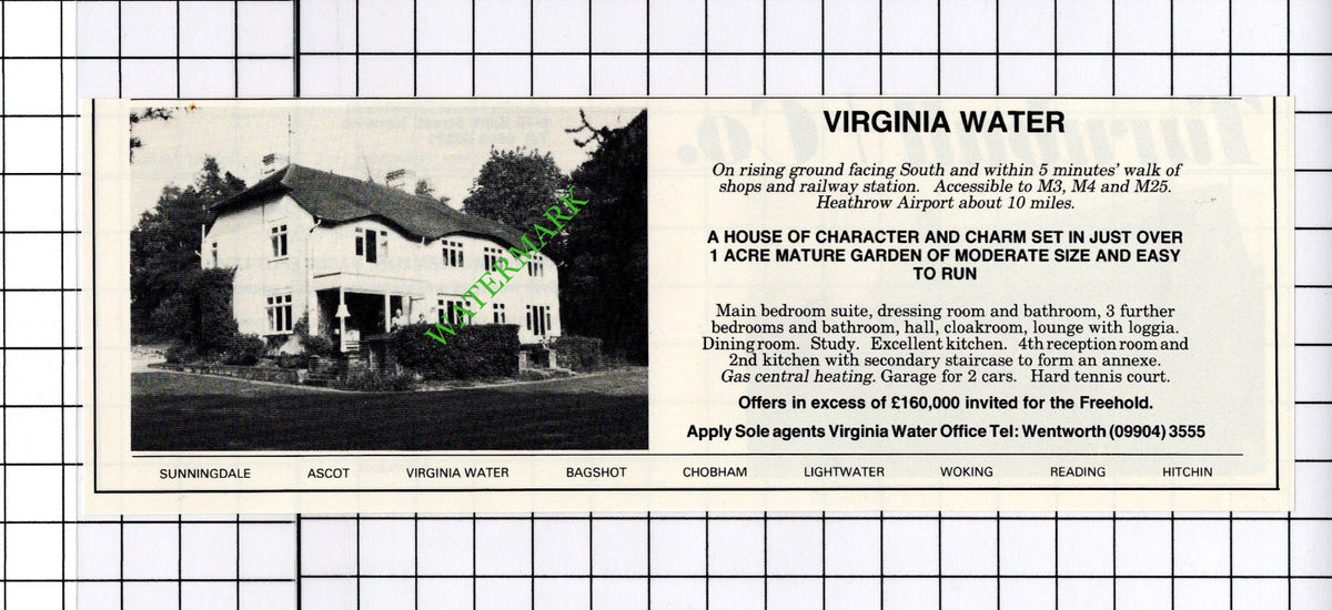 Virginia Water Surrey House Sale Advert - 1981 Cutting