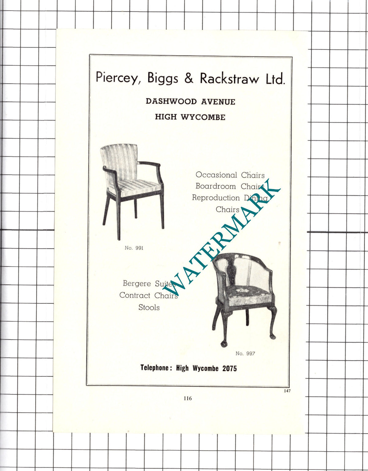 Piercey Biggs & Rackstraw Ltd High Wycombe Buckinghamshire - 1964 Advert