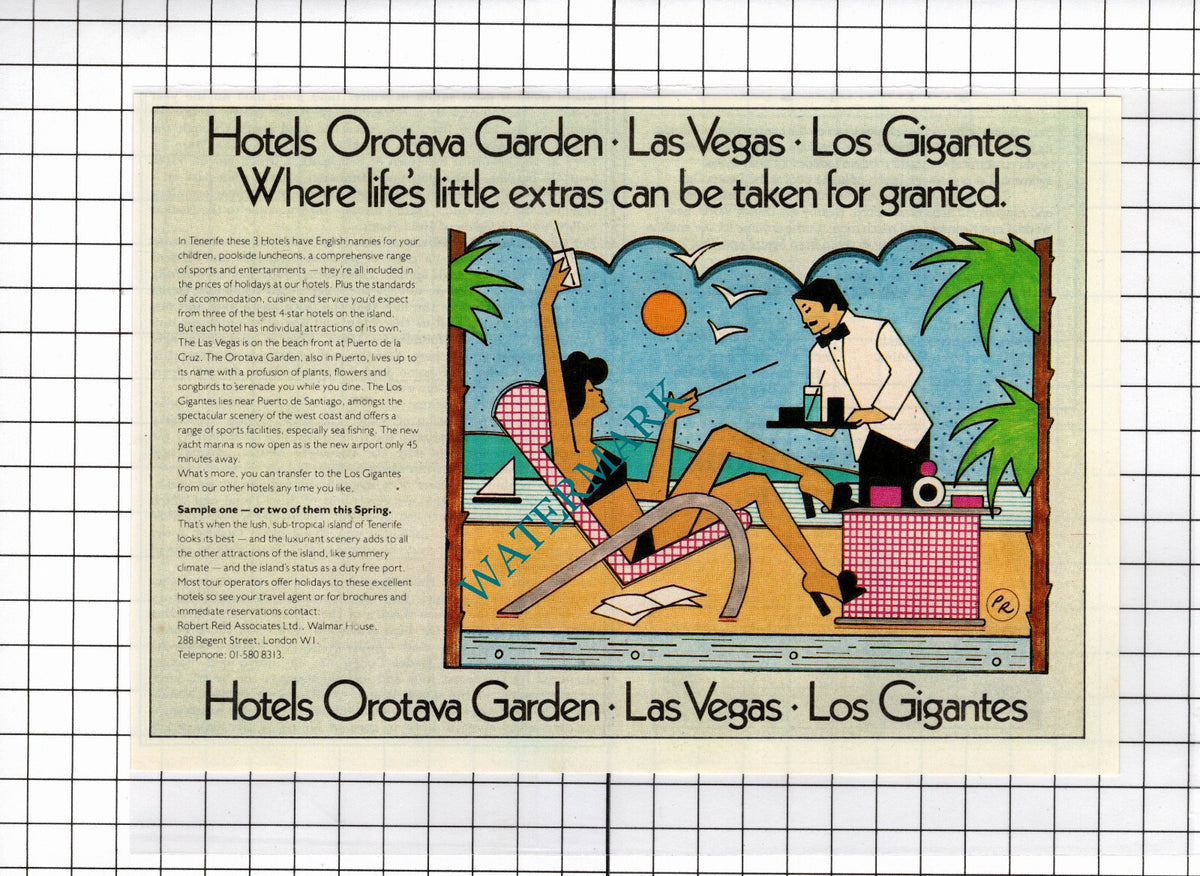 Hotel Orotava Garden Las Vegas Los Gigantes Tenerife - 1980 Advert