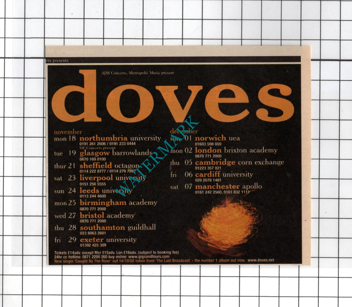 Doves Tour Advert - 2002 SMALL News Cutting