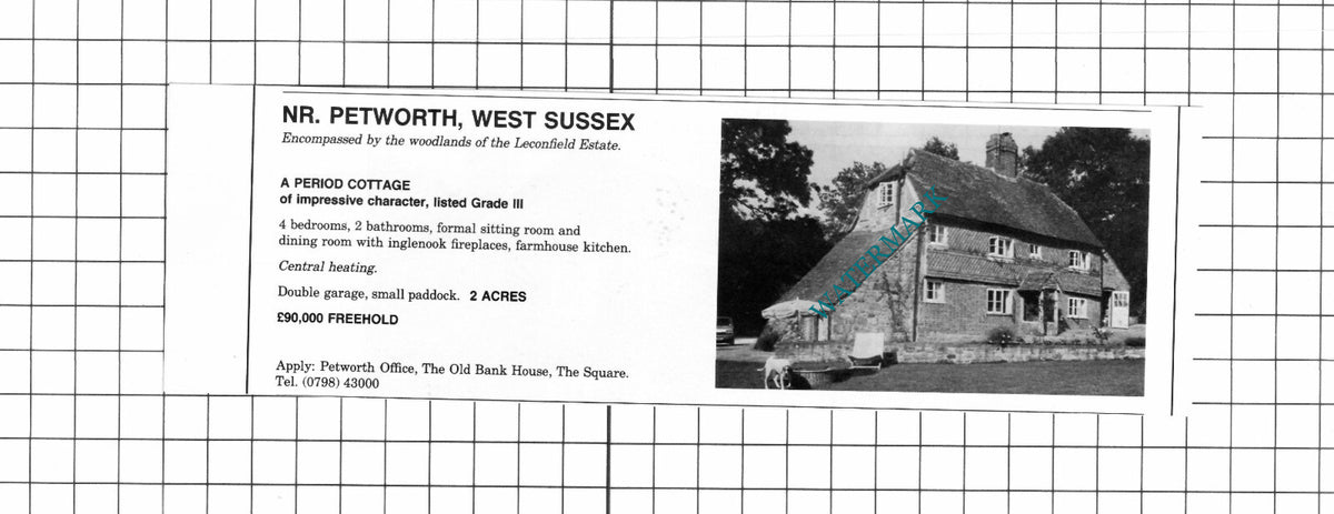 Petworth Sussex Leconfield Estate House Sale Advert - 1980 Clipping / Print