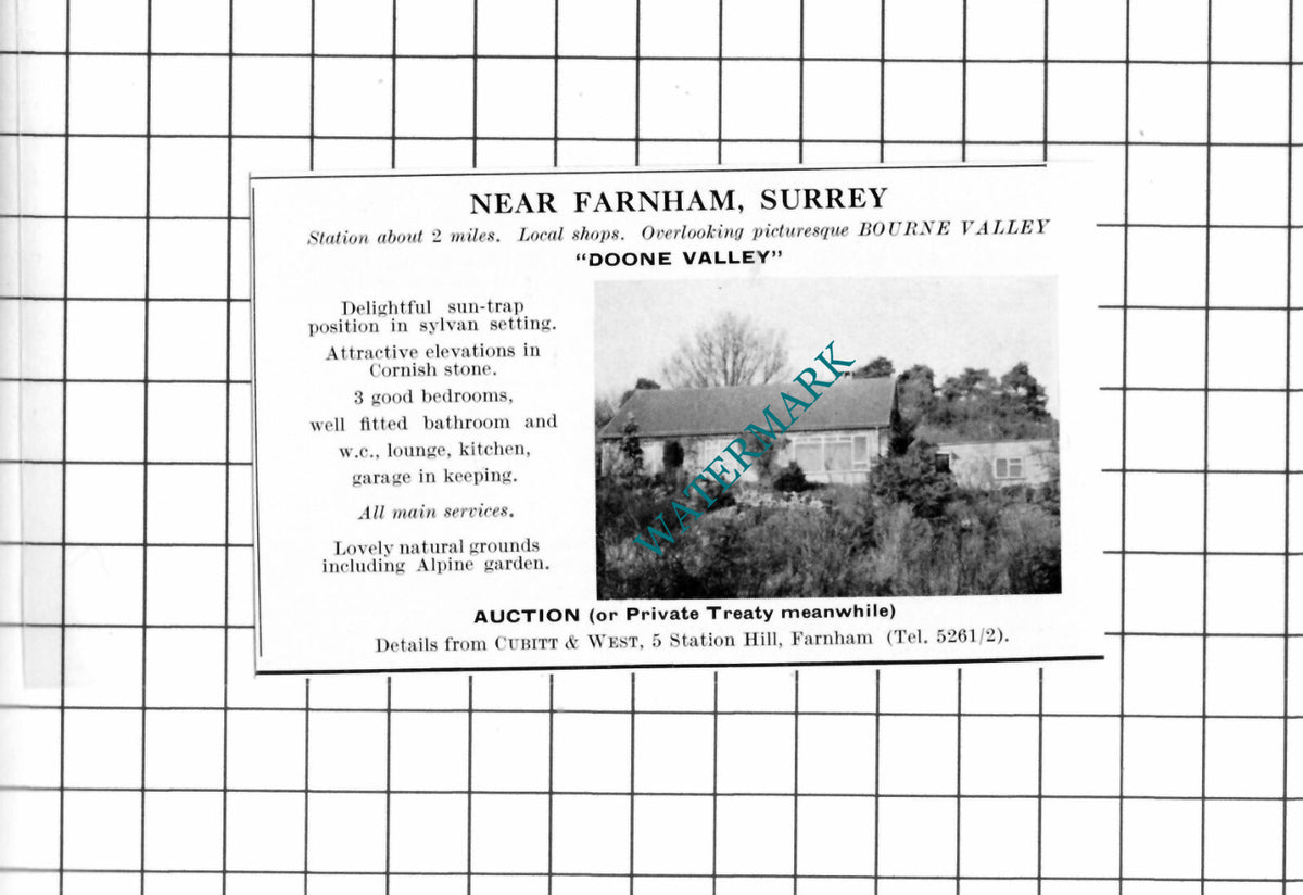 Farnham Surrey Small House Sale Advert - 1967 Cutting
