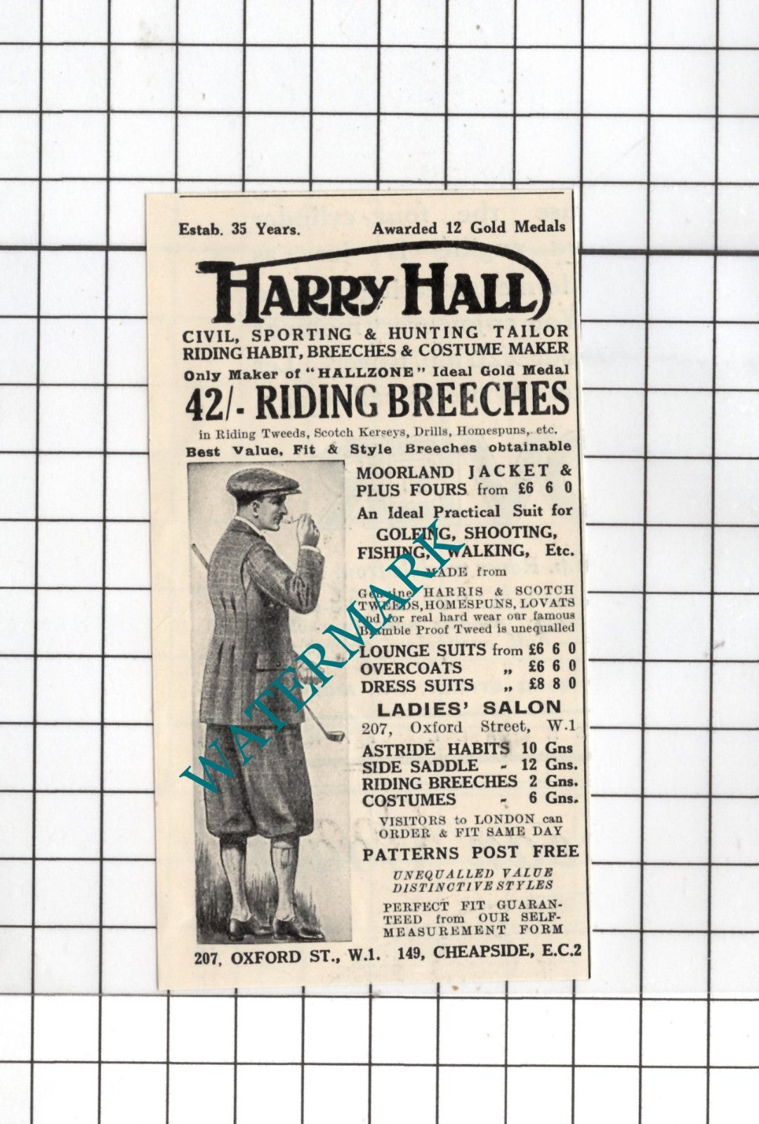 Harry Hall Tailor London - 1926 SMALL Advert