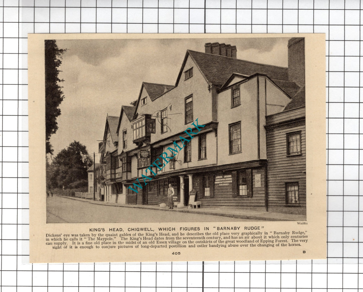 King's Head Chigwell Essex Barnaby Rudge Dickens - c.1940s Cutting