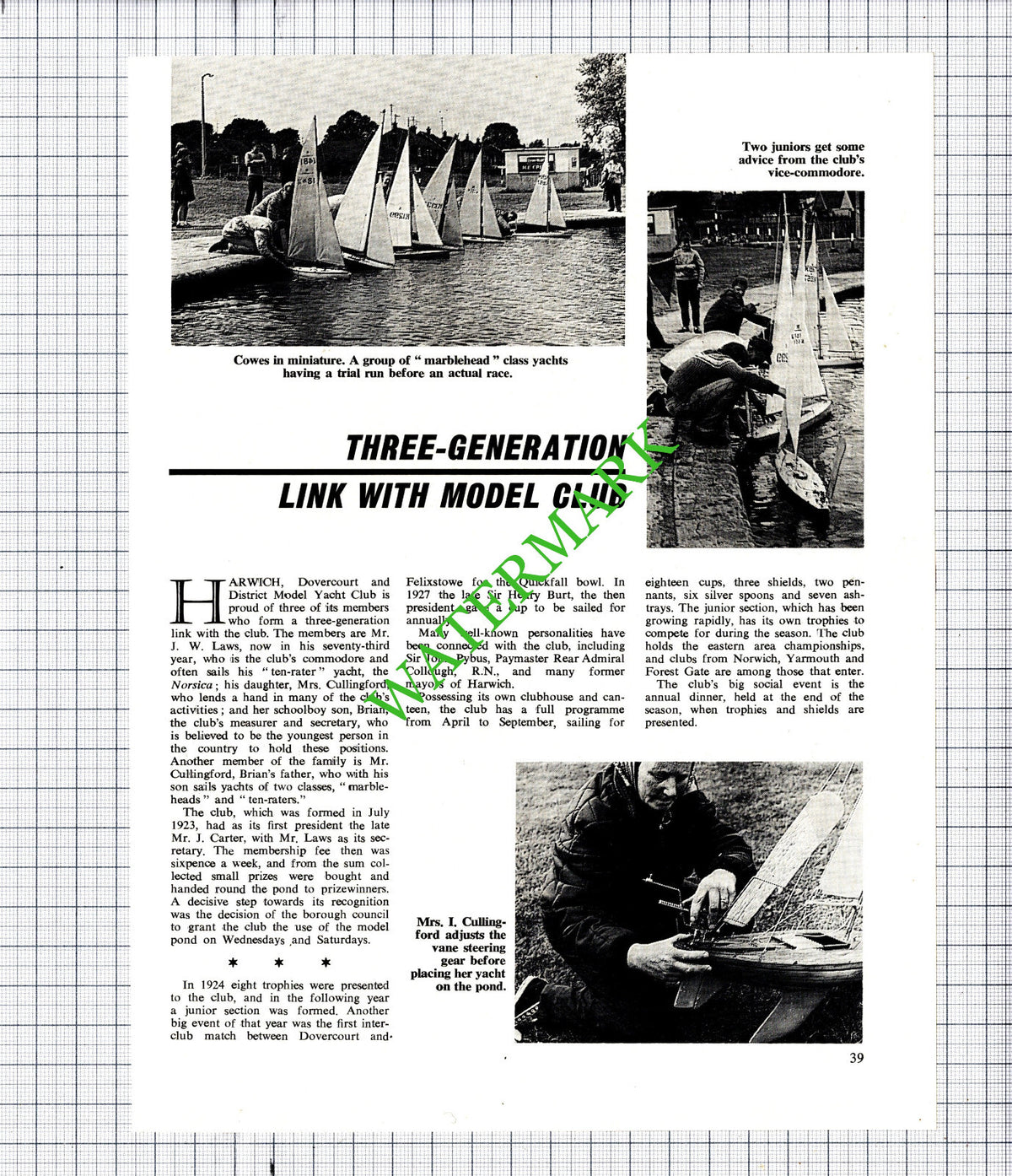 Harwich Dovercourt and District Model Yacht Club Cullingford - 1969 Article