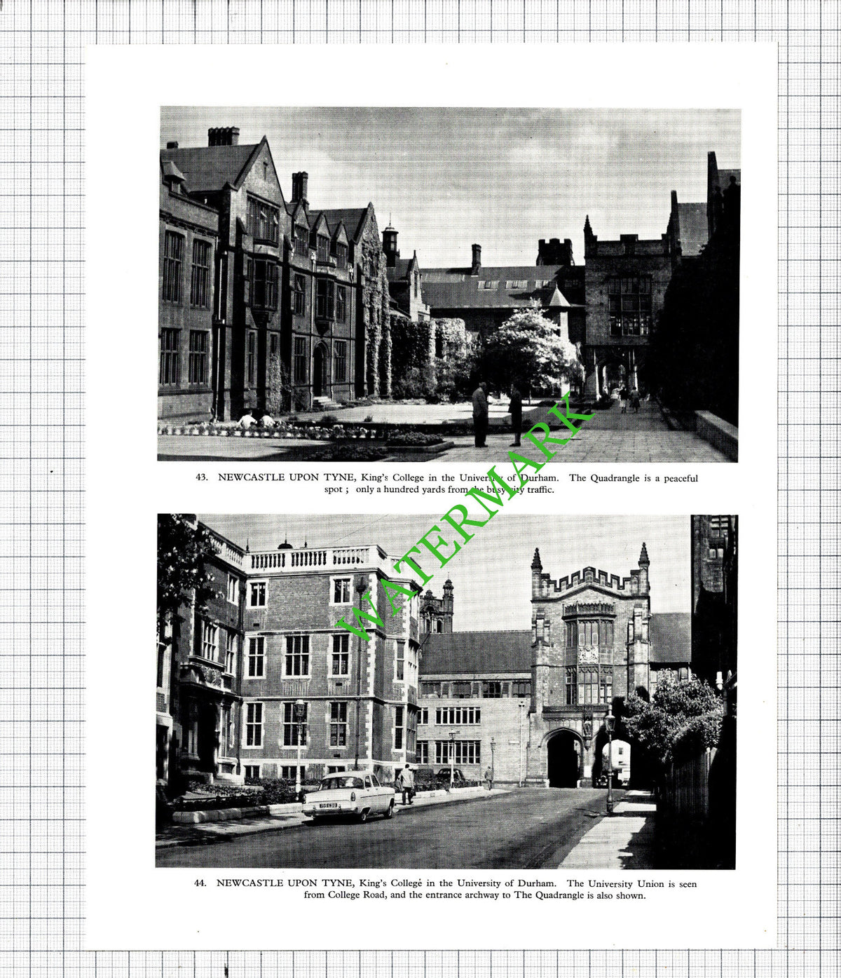 Newcastle Upon Tyne Bridge / King's College University of Durham - 1958 Cutting