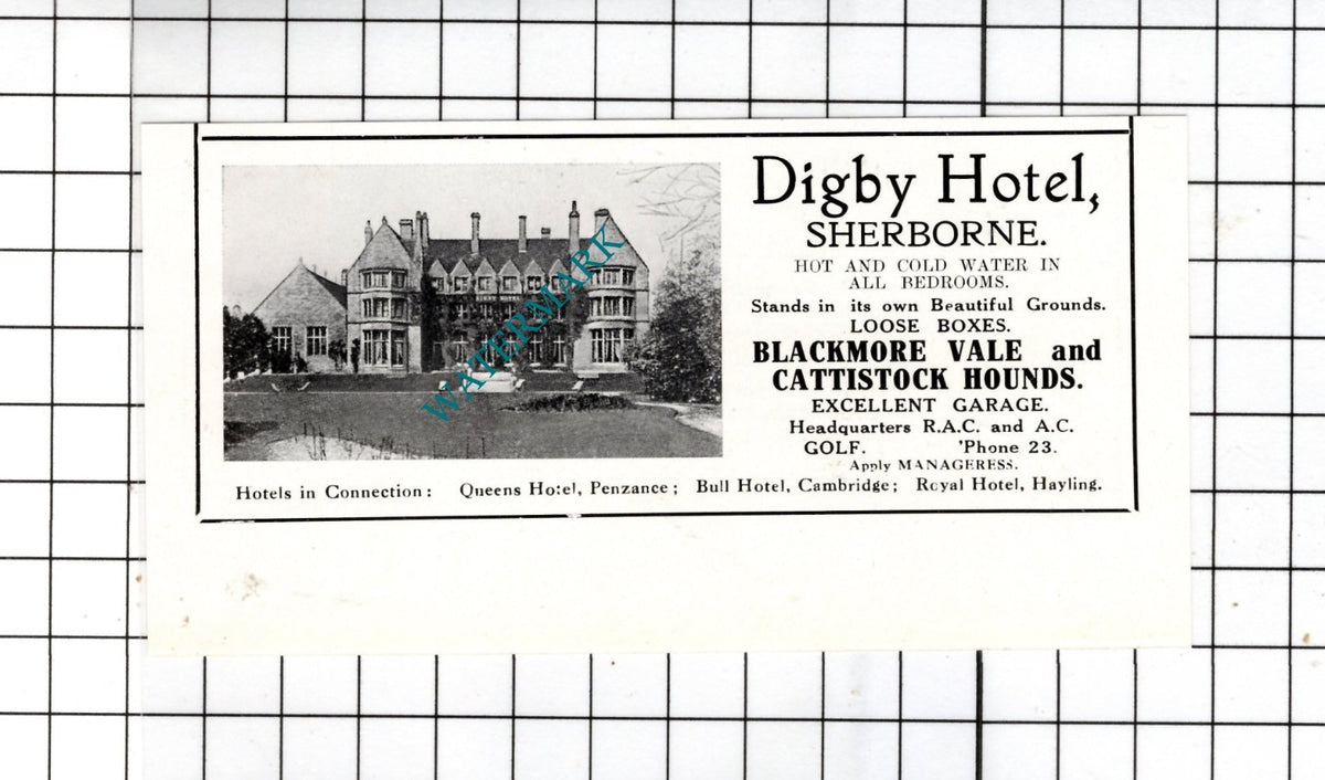 Digby Hotel Sherborne Dorset - 1932 SMALL Advert