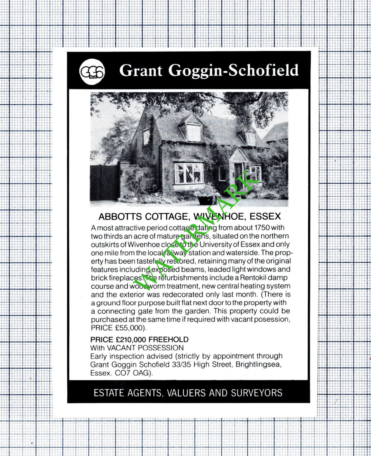 Abbotts Cottage Wivenhoe Essex Sale Small Advert - 1988 Cutting