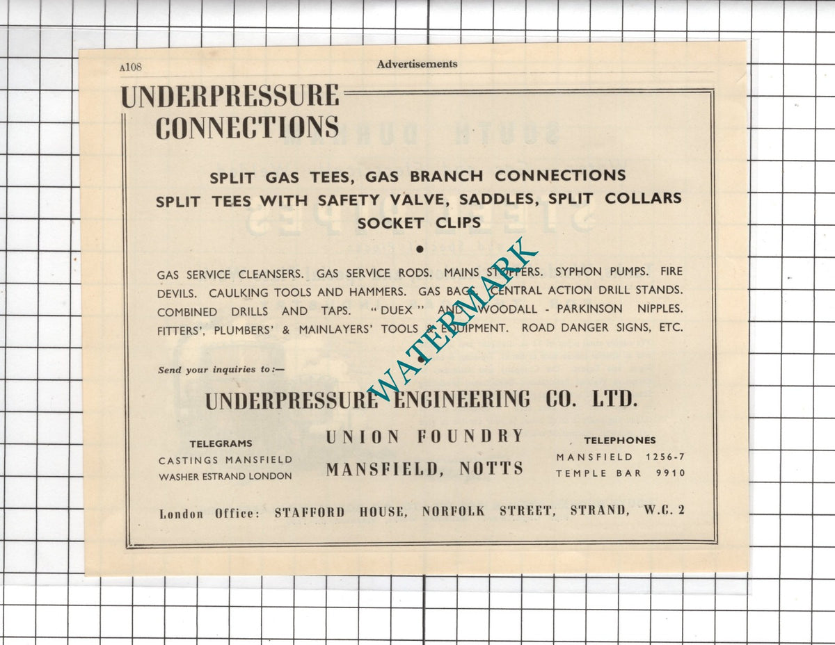 South Durham Steel & Iron Co Underpressure Engineering Co Mansfield -1951 Advert