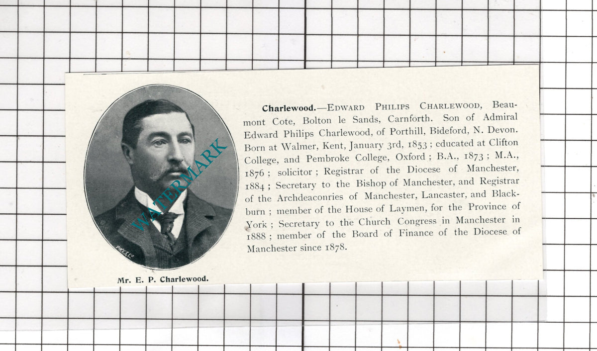 William Bottomley Furlane Saddleworth Edward Philips Charlewood - c.1900 Cutting