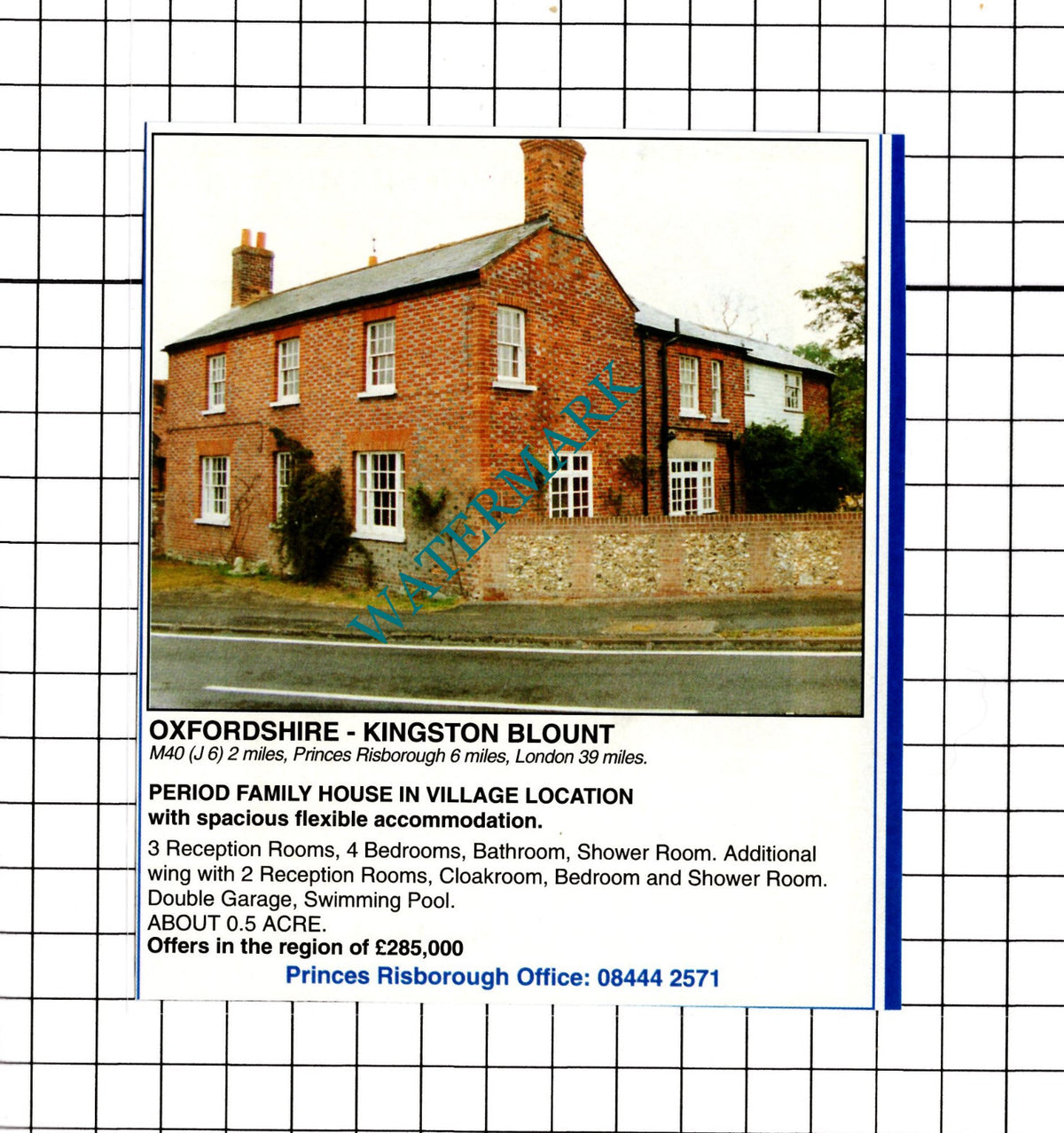Kingston Blount Oxfordshire House Sale Advert - 1991 Clipping / Print