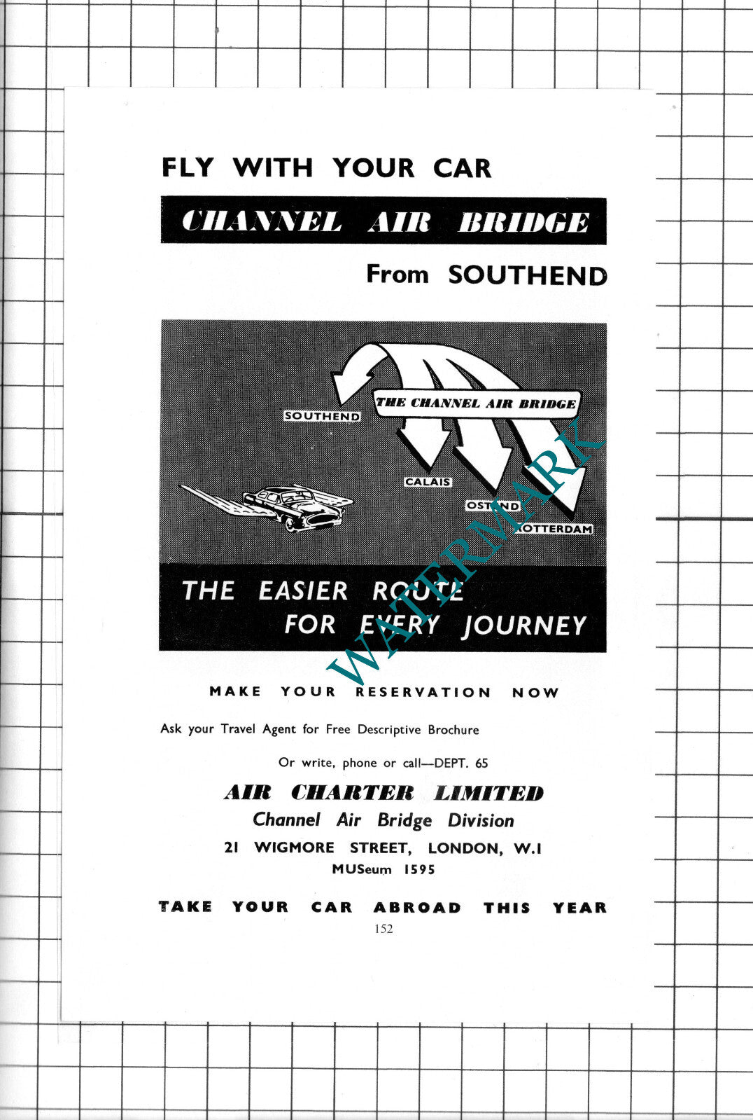 Air Charter Ltd Channel Air Bridge Southend Advert - c.1960's Clipping / Print
