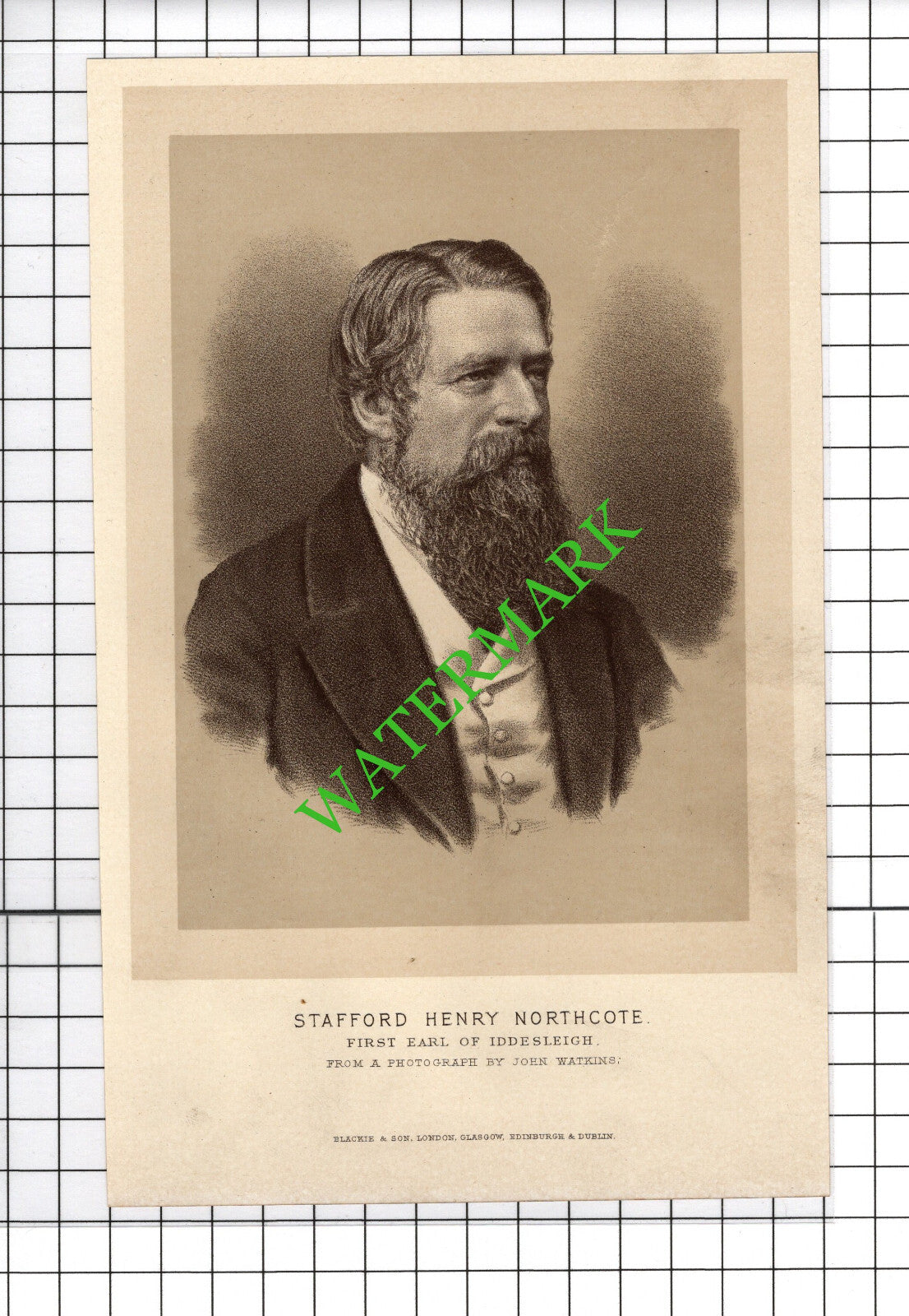 Stafford Henry Northcote First Earl of Iddesleigh - 1890's Small Print