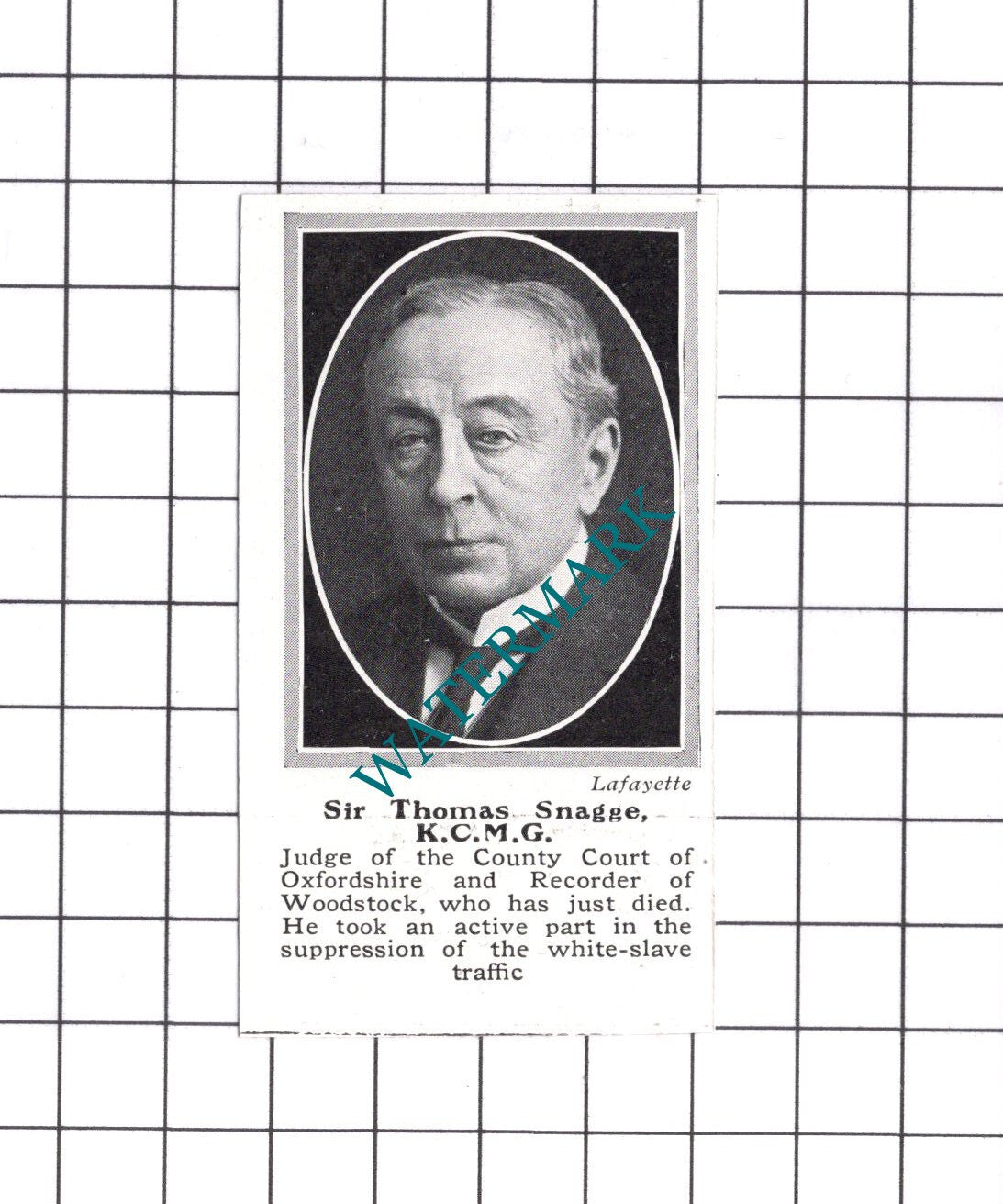 Sir Thomas Snagge Obituary - 1914 SMALL Clipping