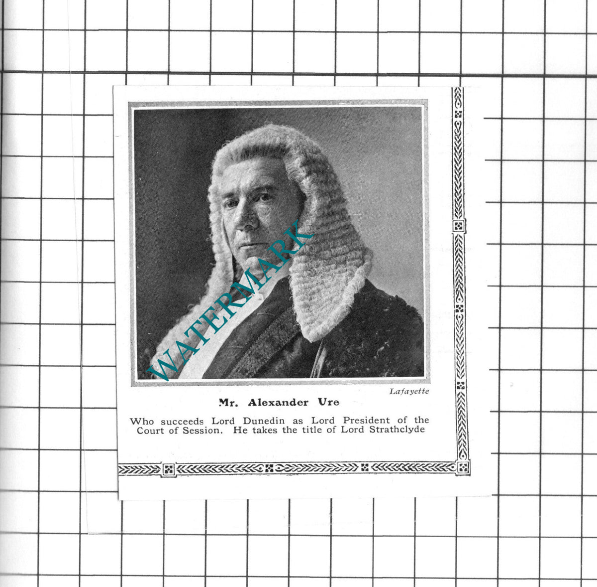 Mr Alexander Ure Lord Strathclyde - 1913 Small Clipping / Print