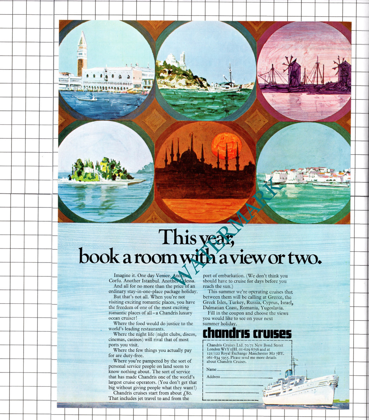 Chandris Cruises Advert - 1972 Clipping / Print
