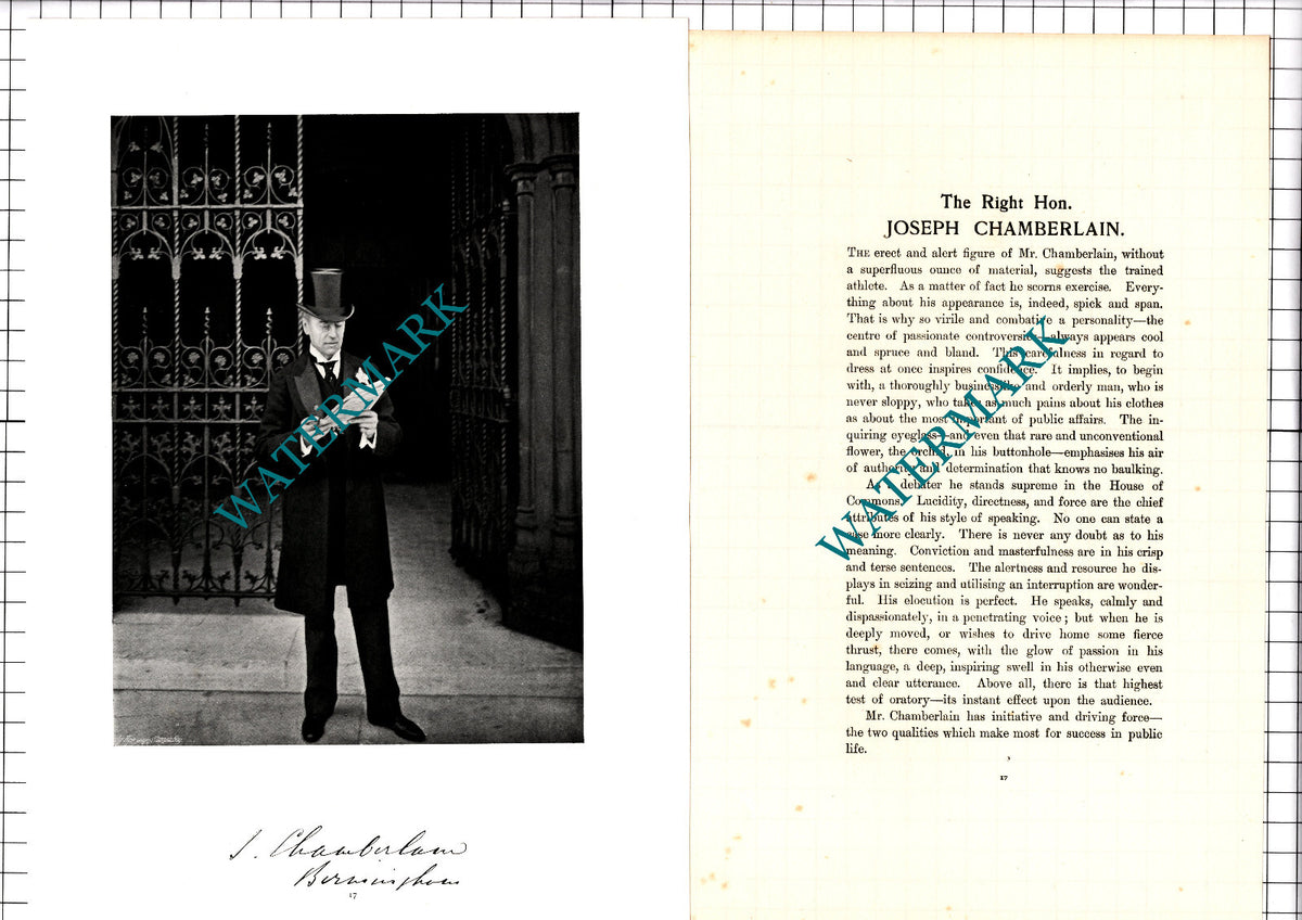 The Right Hon JOSEPH CHAMBERLAIN - c.1904 Article / Print
