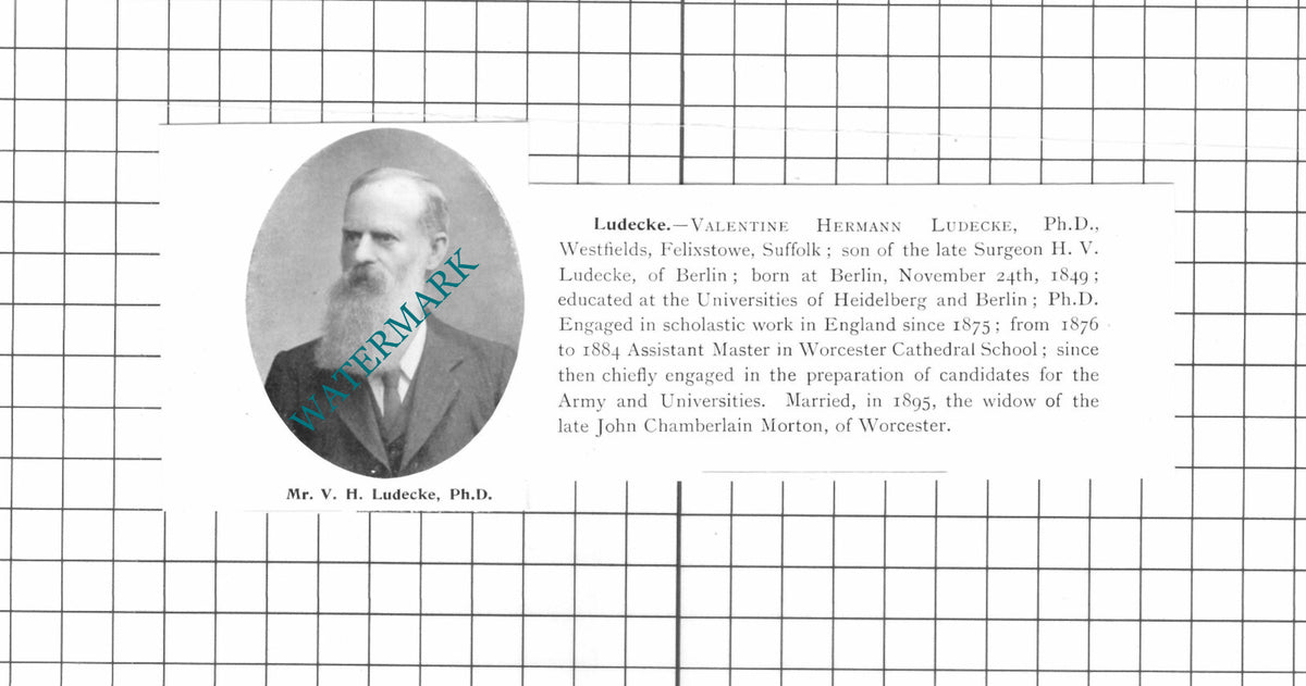 Valentine Hermann Ludecke Westfields Felixstowe Suffolk - 1911 Clipping