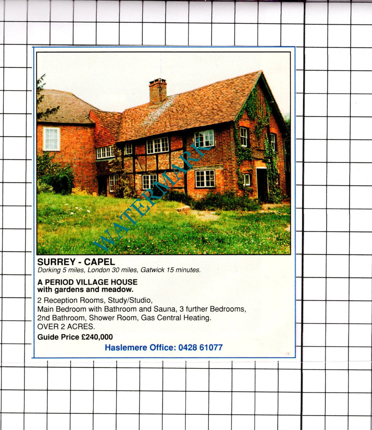 Capel Surrey House Sale Advert - 1991 Clipping