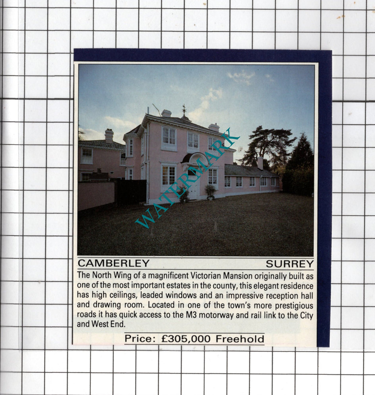 Camberley Surrey House Sale Advert - 1990 Small Cutting