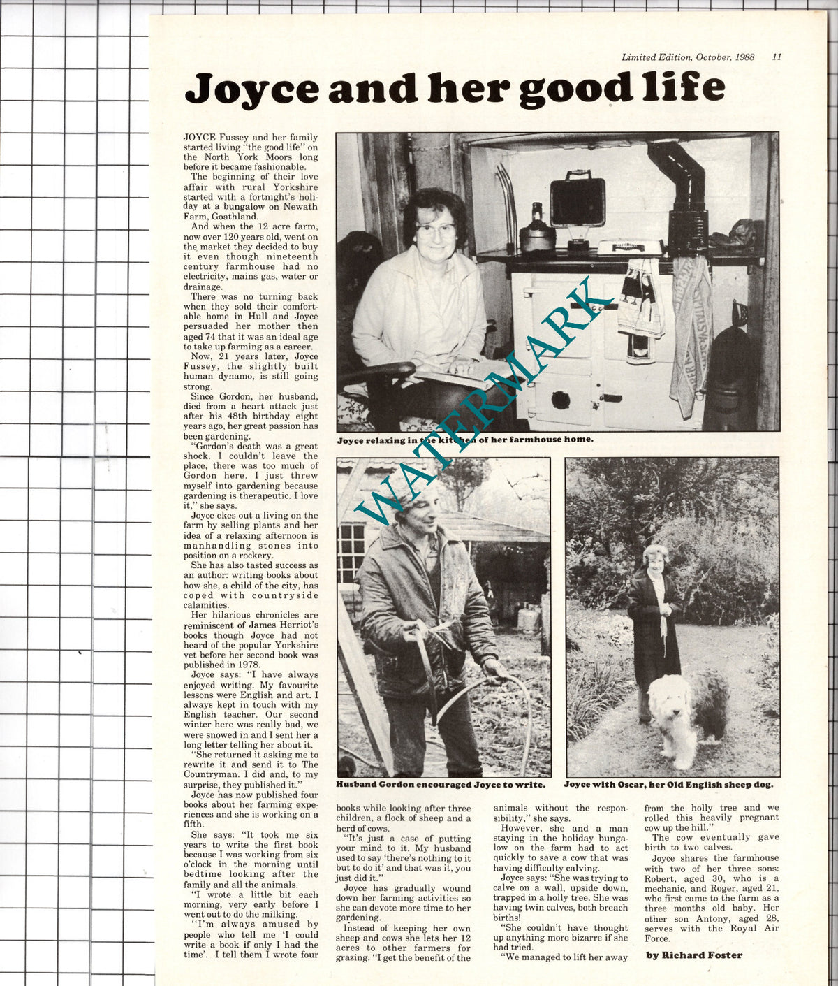 Joyce Fussey Author Goathland Yorkshire - 1988 Cutting