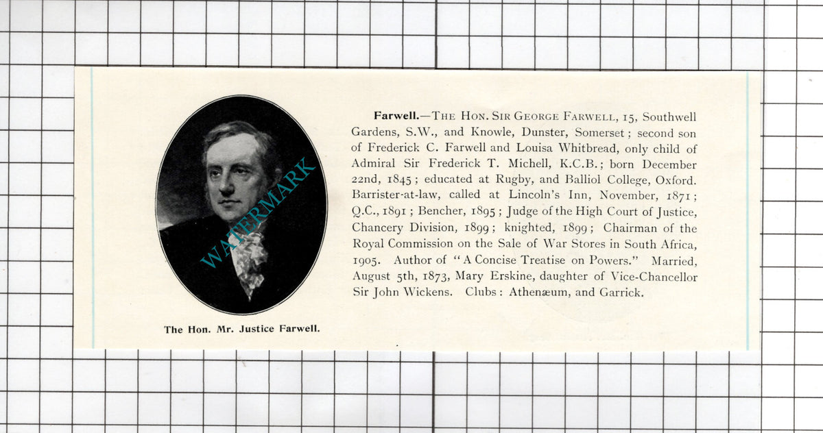 Sir Reginald More Bray / Sir George Farwell Knowle Dunster - 1905 Clipping