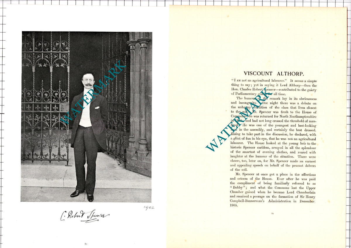 Viscount Althorp Hon Charles Robert Spencer - c.1904 Article / Print