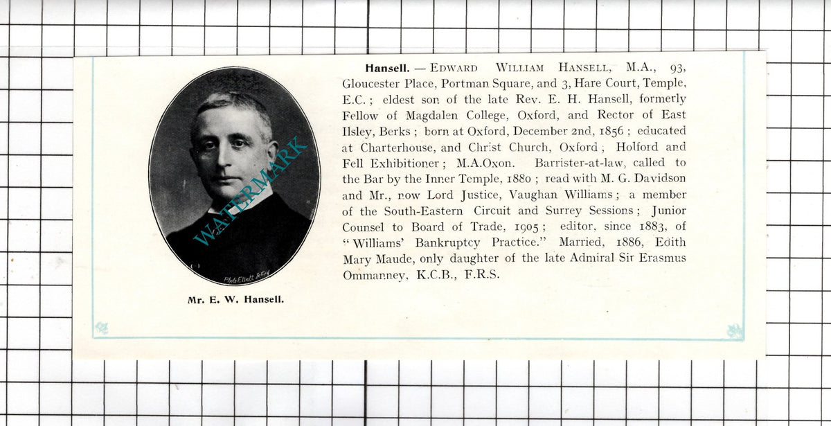 George Henderson Aberdeen / Edward William Hansell Oxford -c.1905 Clipping