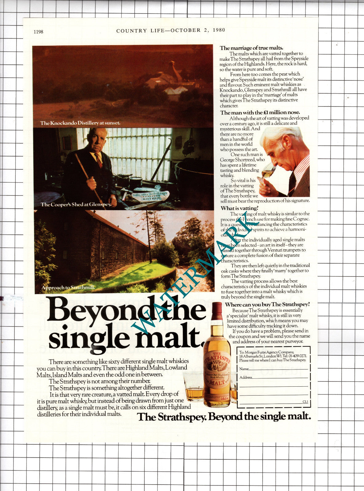 The Strathspey Whisky Advert George Shortreed - 1980 Clipping
