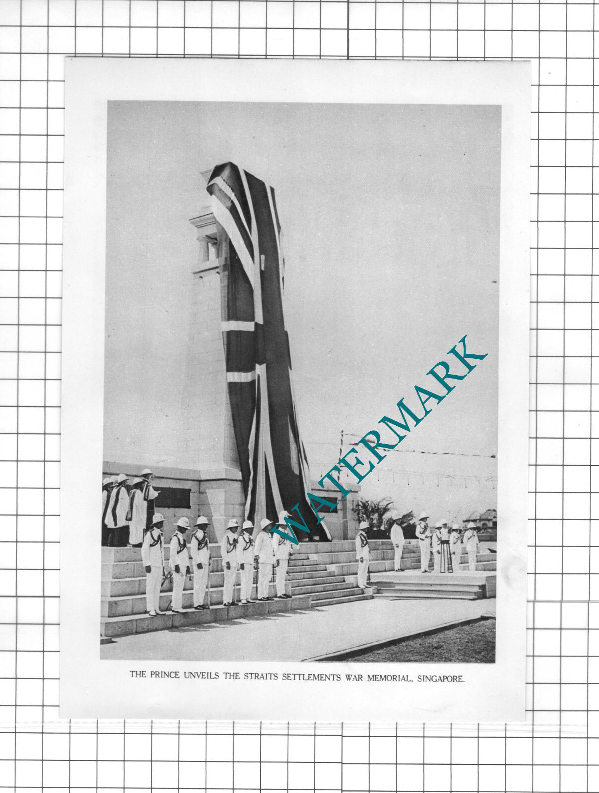 Straits Settlements War Memorial Singapore - c.1922 Clipping / Print