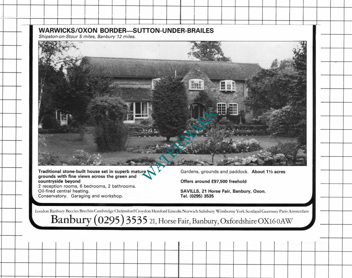 Upwey Dorset / Sutton-Under-Brailes House Sale Advert - 1980 Clipping / Print