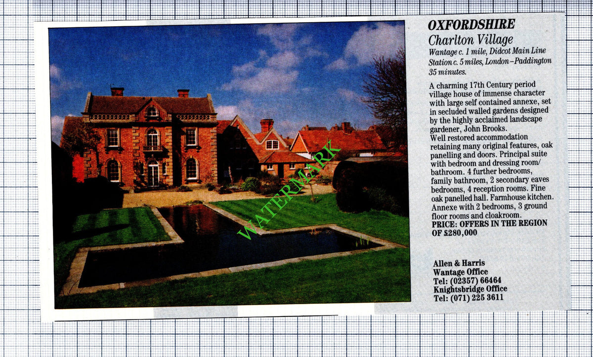 Charlton Village Oxfordshire Wantage House Sale Advert - 1991 Advert