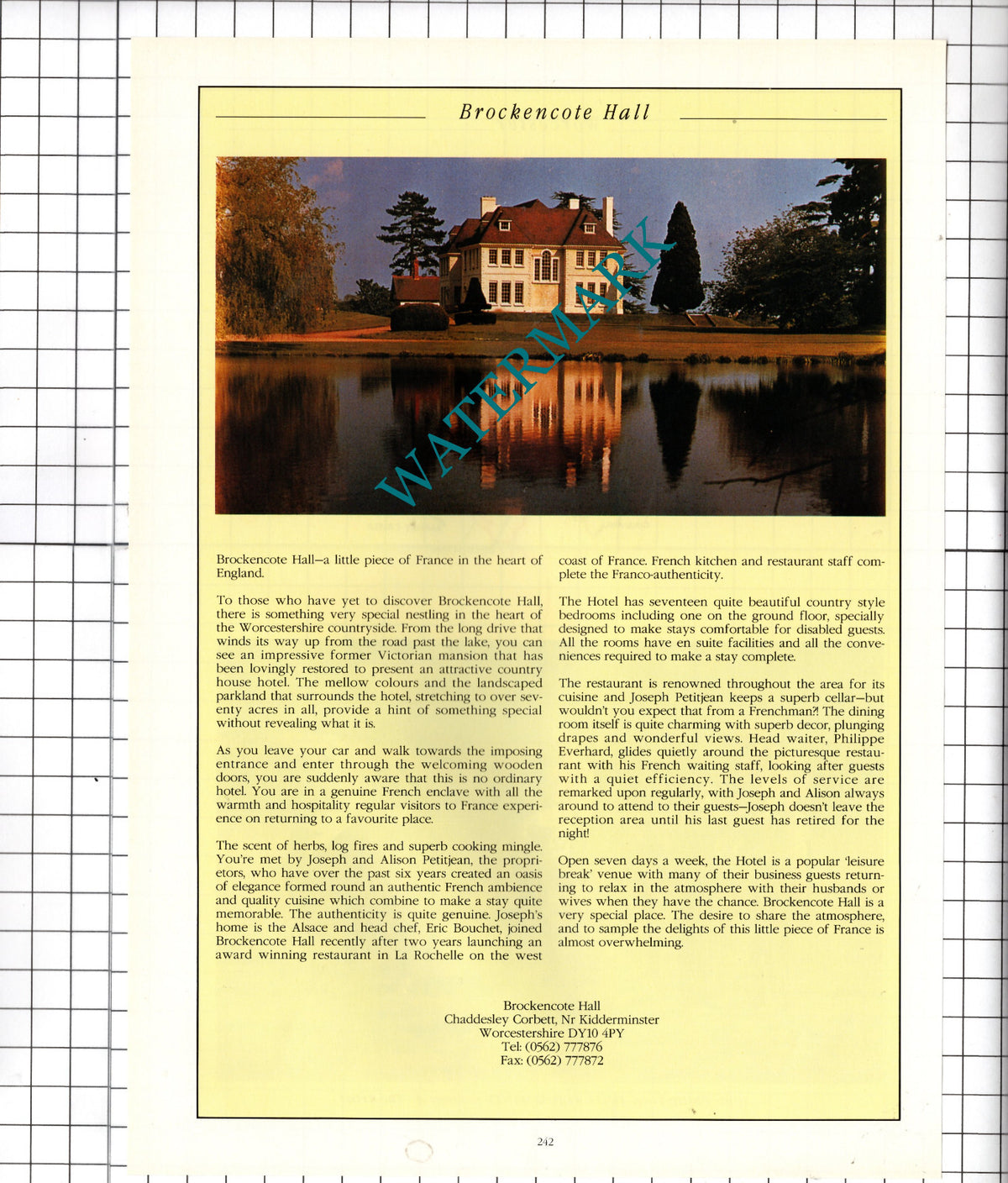 Brockencote Hall Chaddesley Corbett Worcestershire Advert - 1995 Cutting