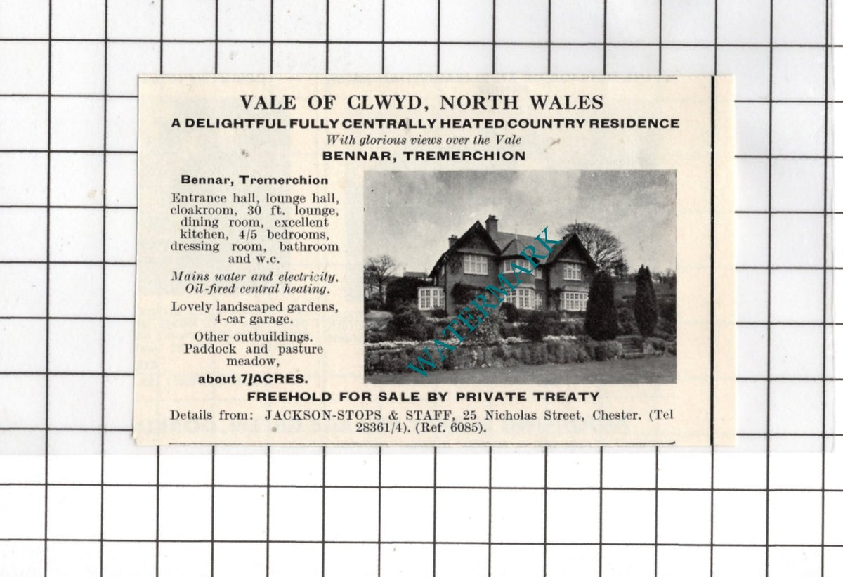 Bennar Tremerchion North Wales - 1967 Small House Sale Advert