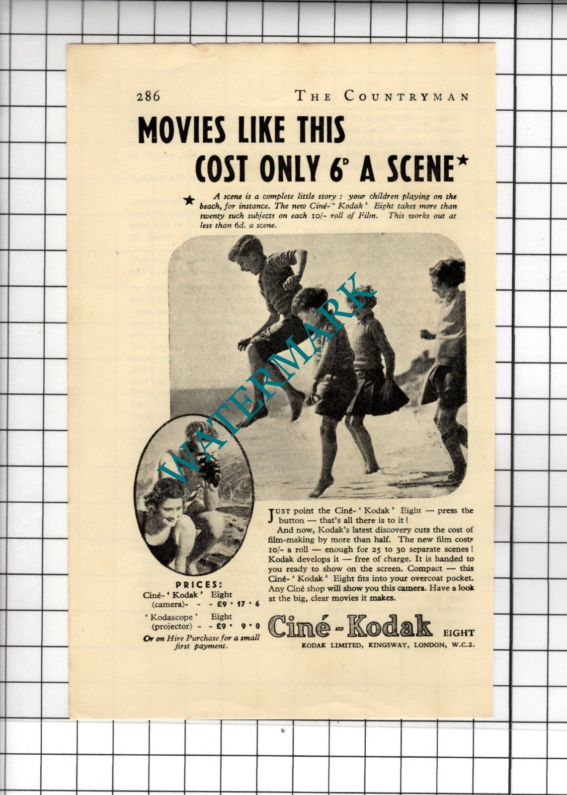 Cine Kodak Eight Kodak Ltd Kingsway London - 1934 Small Advert