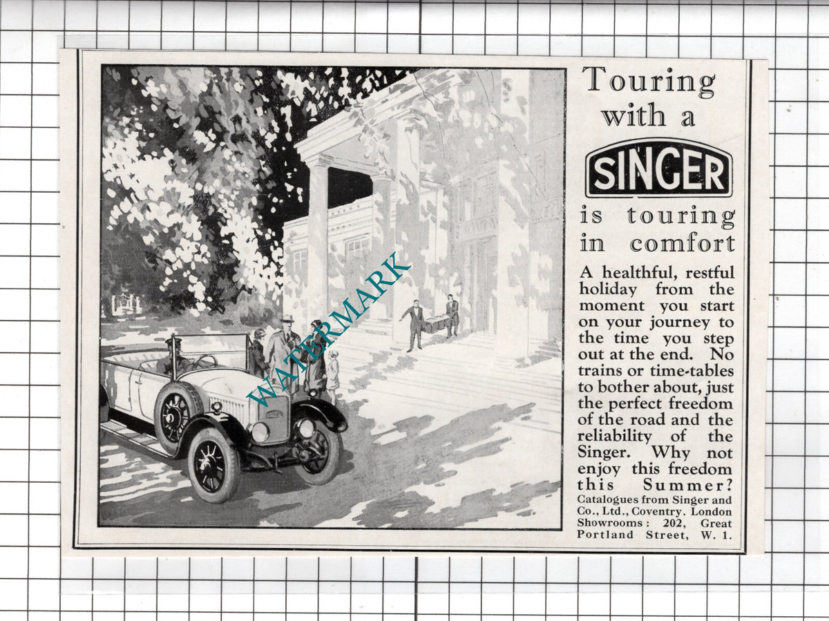 Singer Car Advert - 1927 Clipping