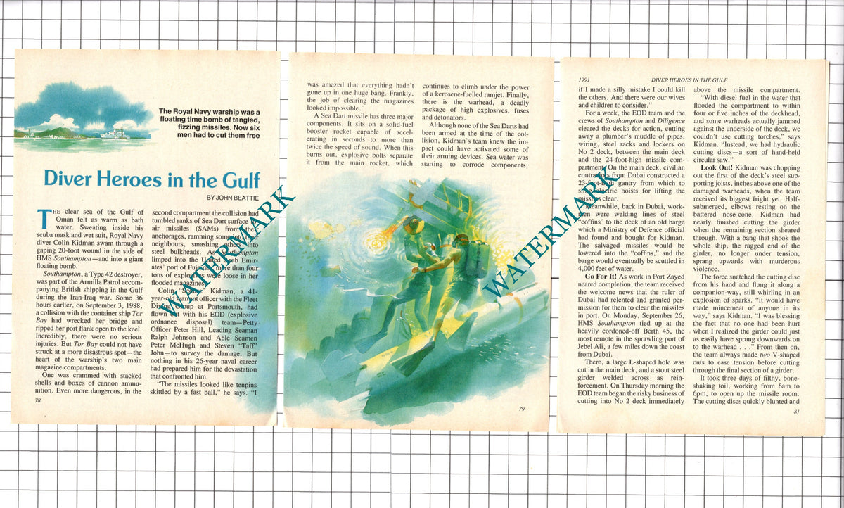 HMS Southampton Ship Gulf Of Oman Colin Kidman - c.1991 Article/ Print