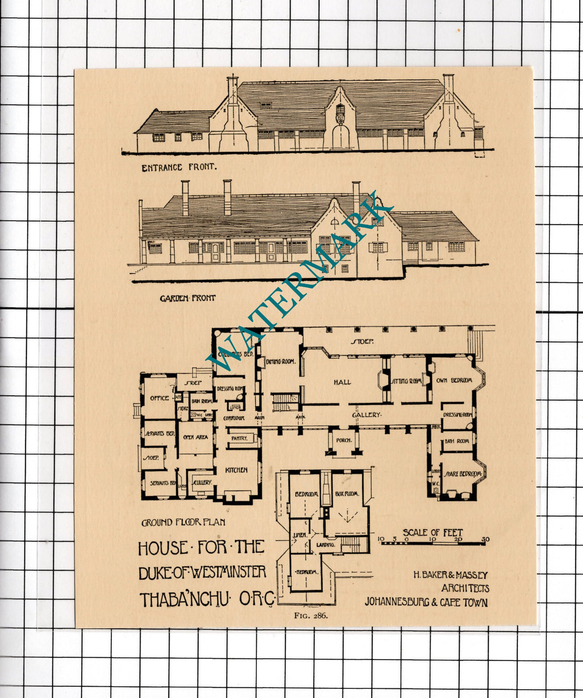 House For The Duke Of Westminster Thaba Nchu South Africa - c.1911 Cutting