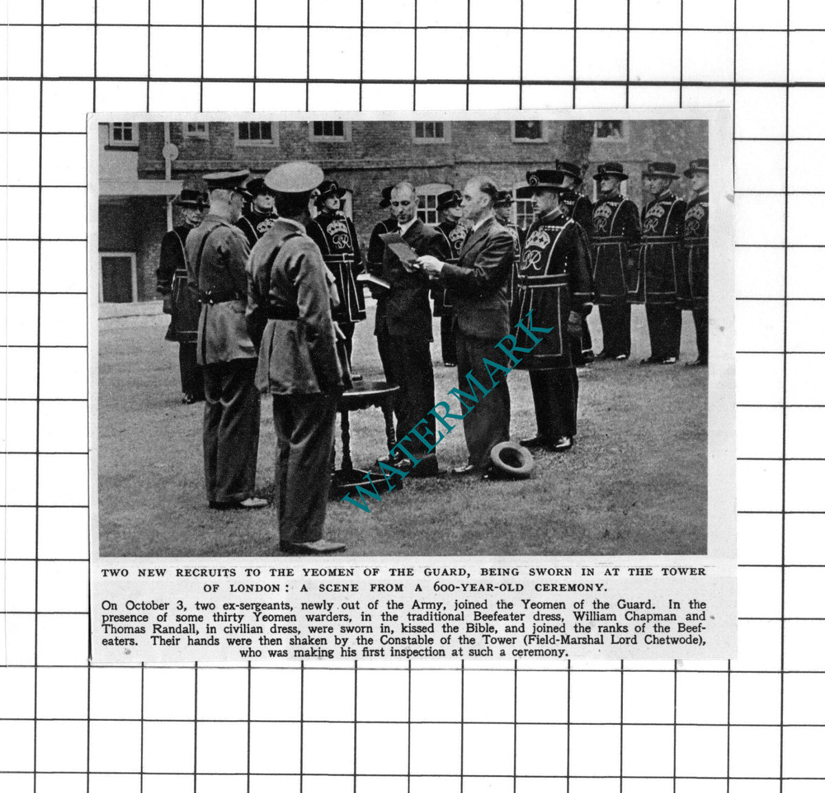 William Chapman Thomas Randall Yeomen Of The Guard Beefeaters - 1945 Clipping