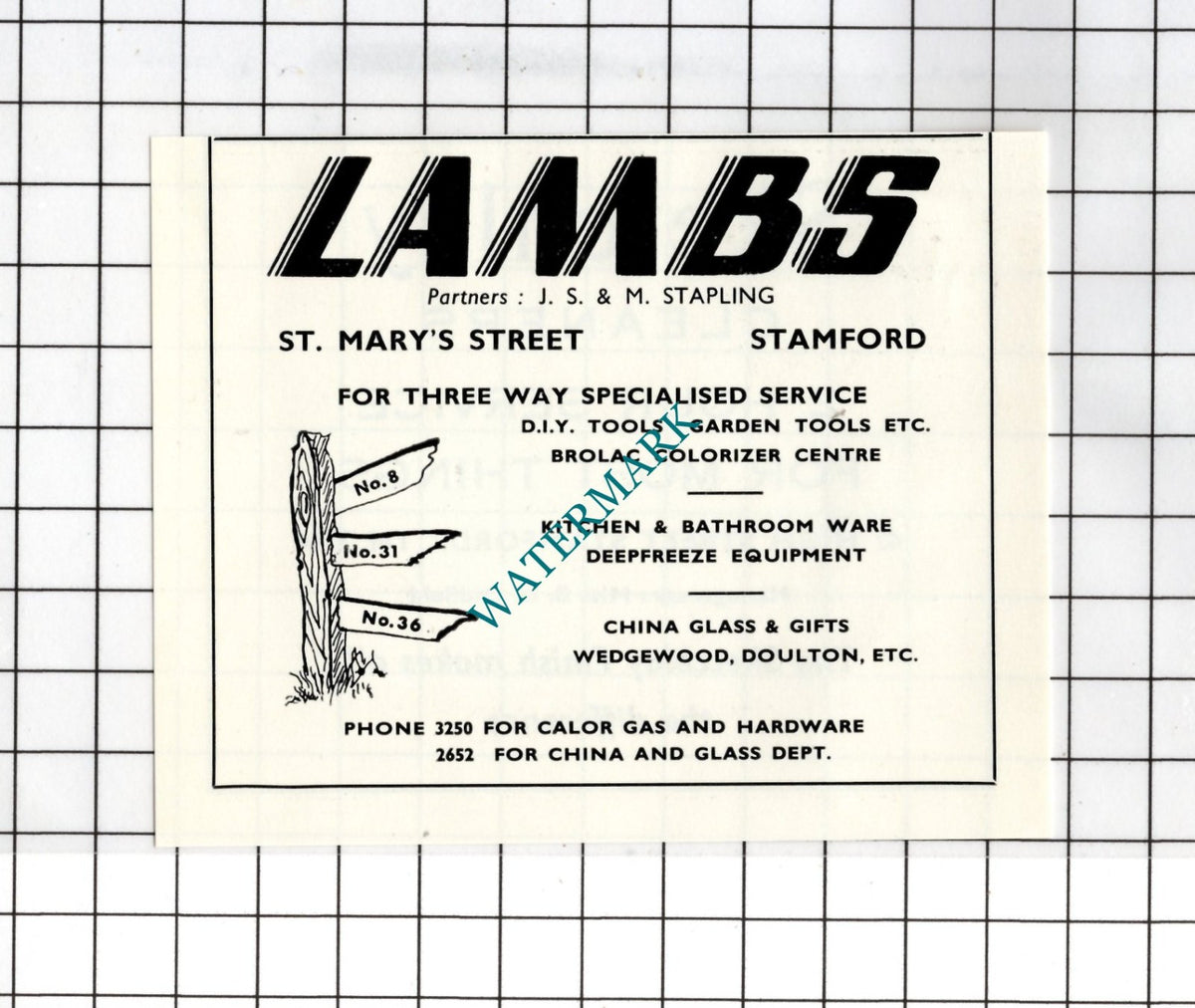 Lambs Stamford Lincolnshire JS & M Stapling - 1974 SMALL Advert