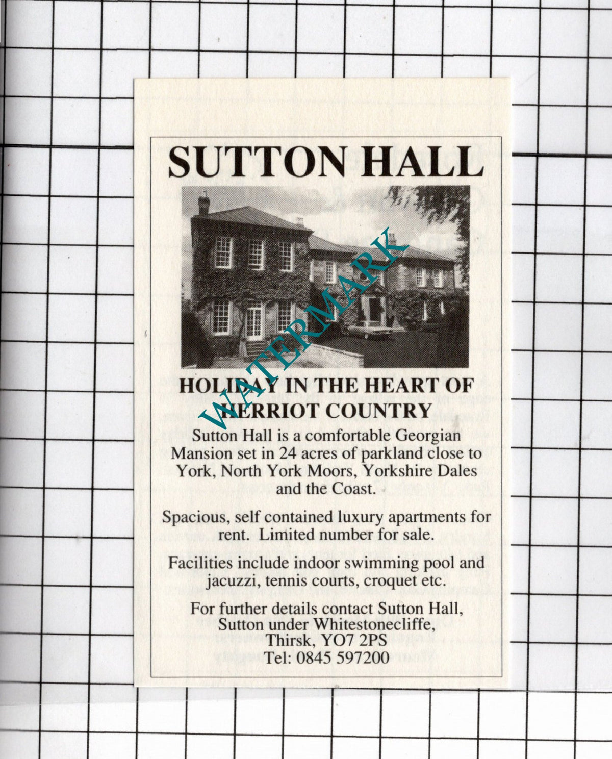 Rosedale Caravan Park Pickering / Sutton Hall Thirsk - 1990 Small Advert